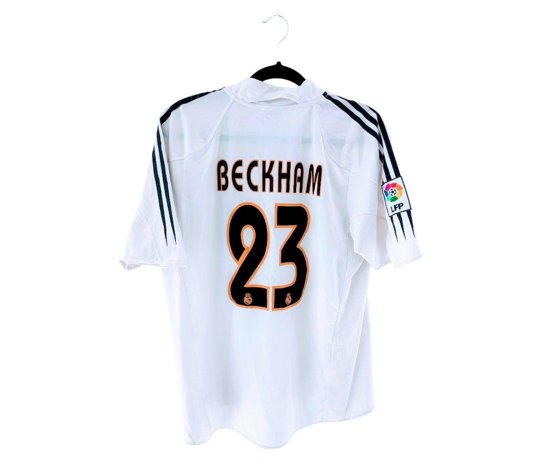 MAILLOT DOMICILE REAL MADRID 2004/2005 ⚪🟣 FLOQUÉ David BECKHAM NUMERO #23 ÈRE GALACTIQUE
