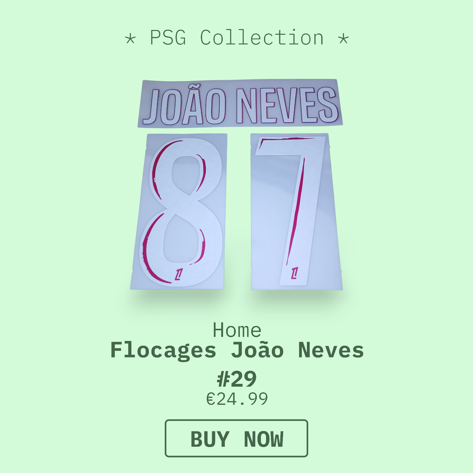 Flocage Officiel PSG Joao Neves 87 – Maillot Domicile 2025/2026, Homme