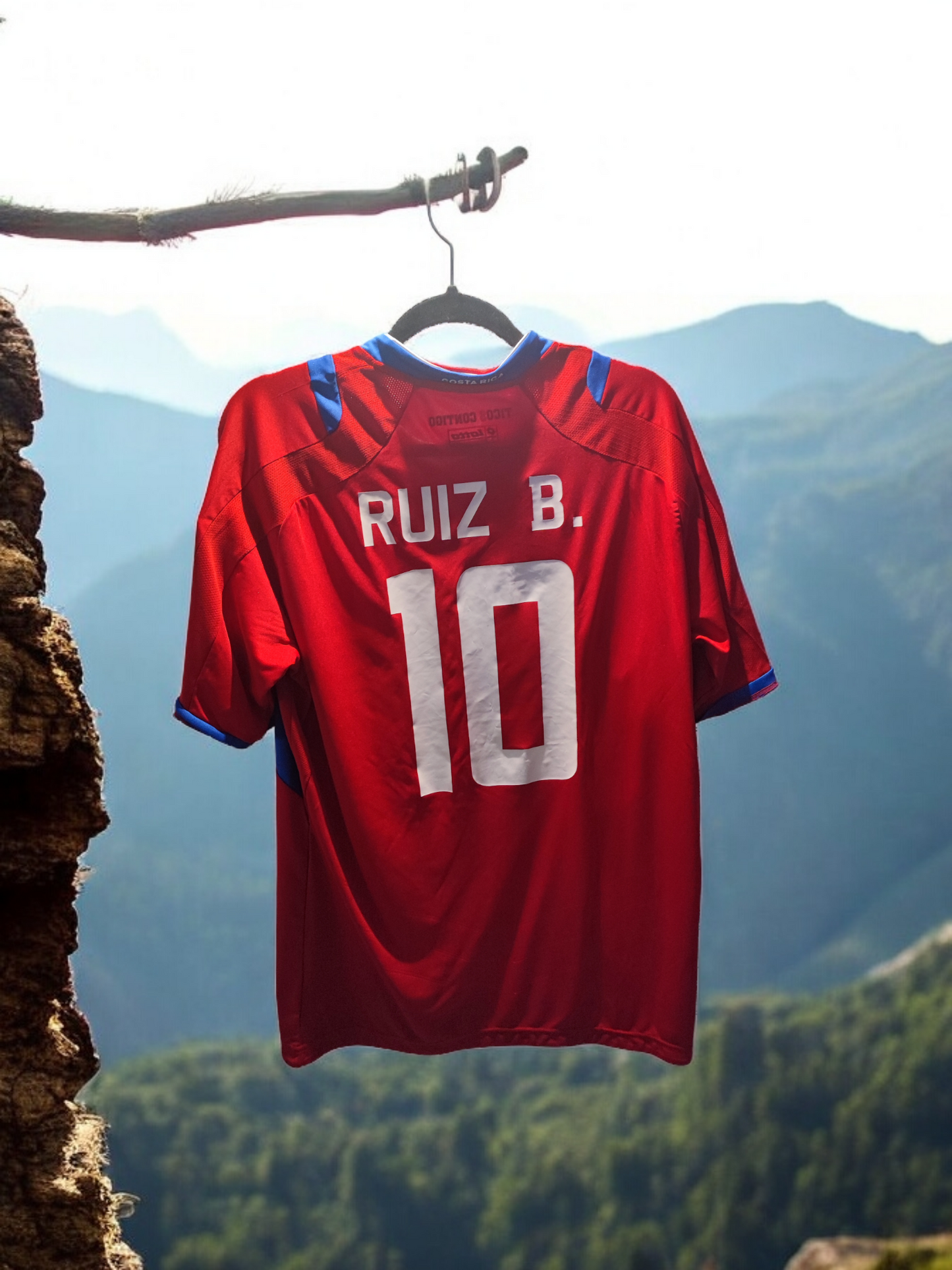 MAILLOT COSTA RICA 2014 ULTRA RARE AVEC PATCH COUPE DU MONDE FLOQUÉ BRYAN RUIZ 10#