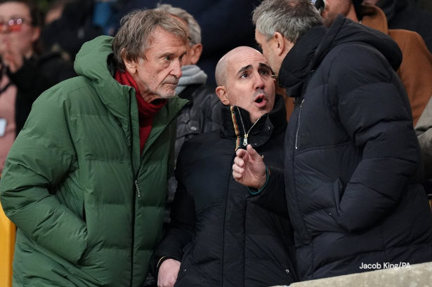 Jim Ratcliffe with Omar Berrada and Jason Wilcox in full discussion 