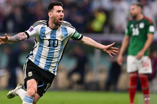 Lionel Messi buteur face au Mexique lors de la coupe du monde 2022 face au Mexique 
