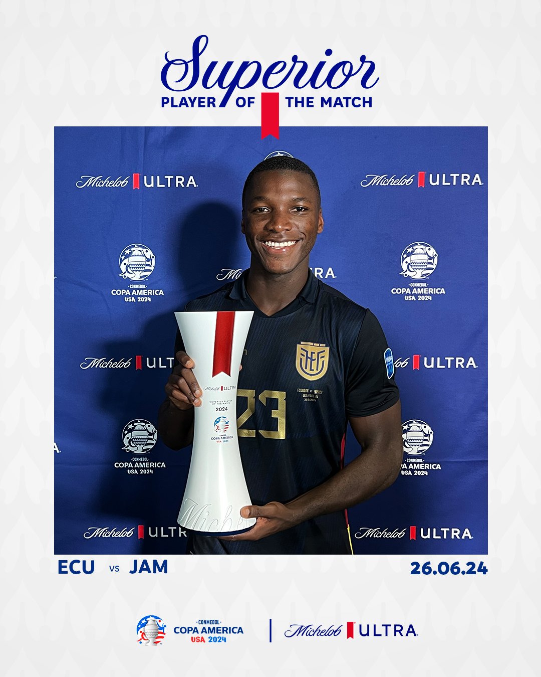 COPA AMERICA CONMEBOL 24 ™| Moïse Caicedo élu homme du match face à la Jamaïque.