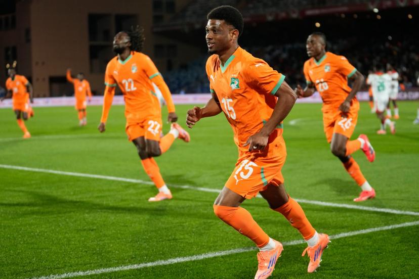 Amad Diallo célébrant son but en huitièmes de finale face au Burkina Faso 