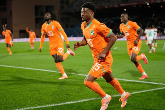 Amad Diallo célébrant son but en huitièmes de finale face au Burkina Faso 