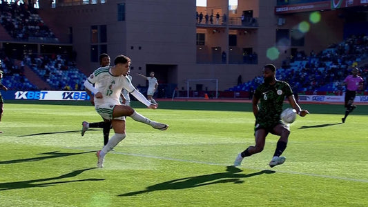 Image capture  Bein sports, Match Nigeria Algérie situation avec Junior Ajayi sur une main potentiel 