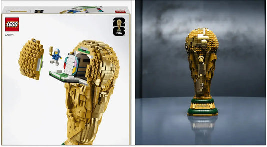 LEGO ET FIFA LANCE UNE REPLIQUE DU TROPHÉE DE LQ COUPE DU MONDE.