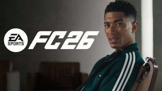 Jude Bellingham qui pose a côté du Logo FC26