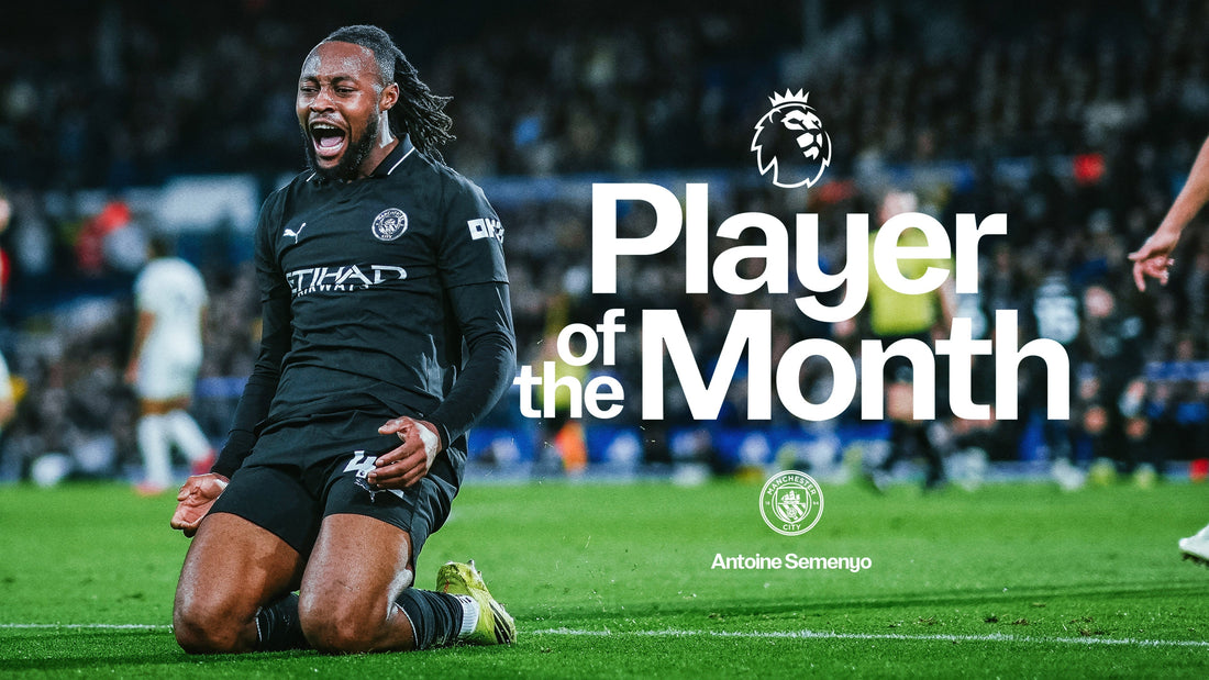 Antoine SEMENYO qui celebred goal with sentence player of the month