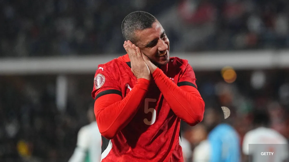 Ramia Rabia célébrant la qualification de l'Égypte en quart de finale face à la Cote d'ivoire 