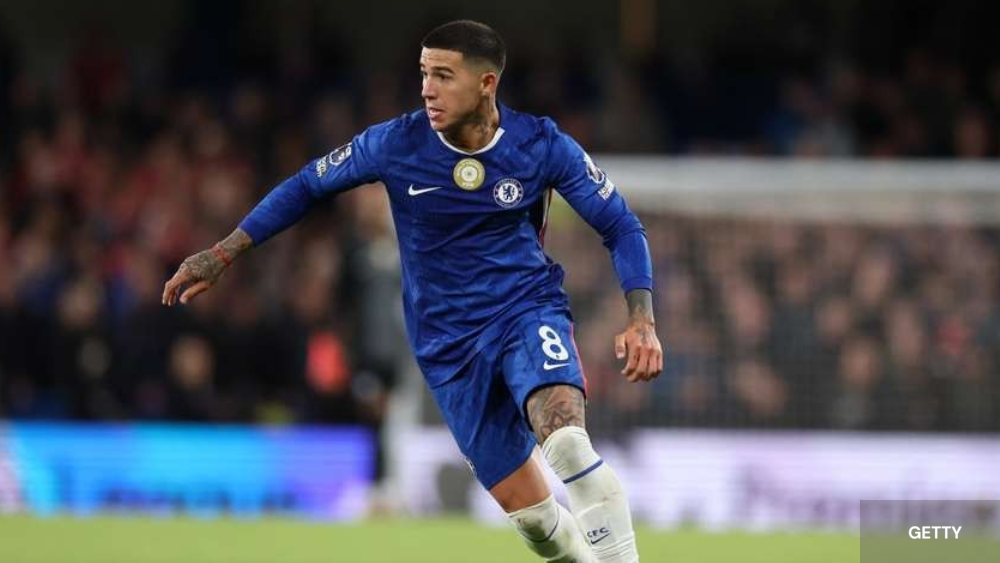 Enzo Fernandez with Chelsea in game action 