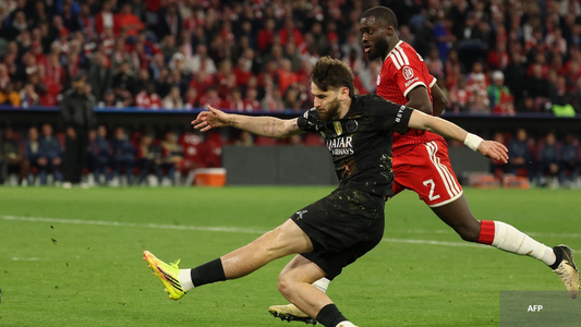Kvaratskheliah en duel avec Upamecano, deli finale ligue des champions retour à l'Allianz Arena