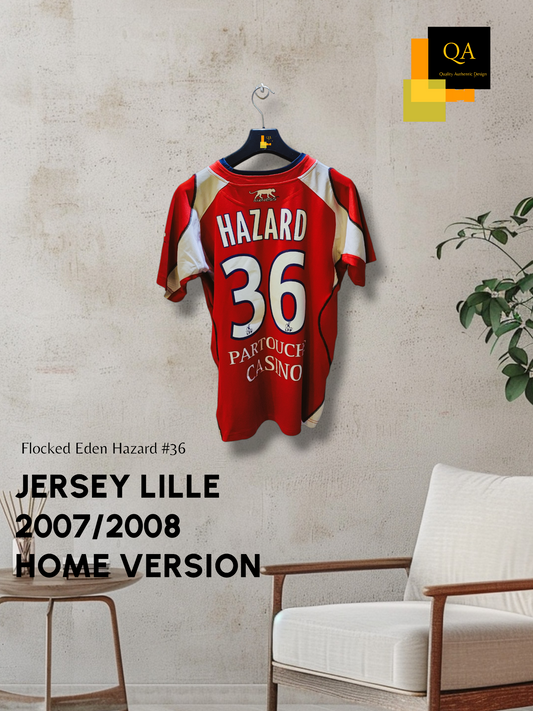 Maillot vintage Lille 2007/2008 floqué Eden Hazard (numéro 36 rare)