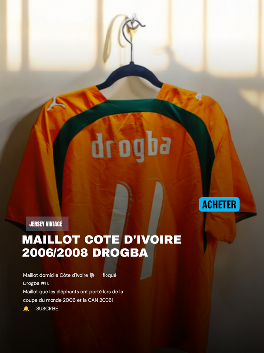 Maillot Cote d'ivoire 2006/2008 floqué Didier Drogba 11#