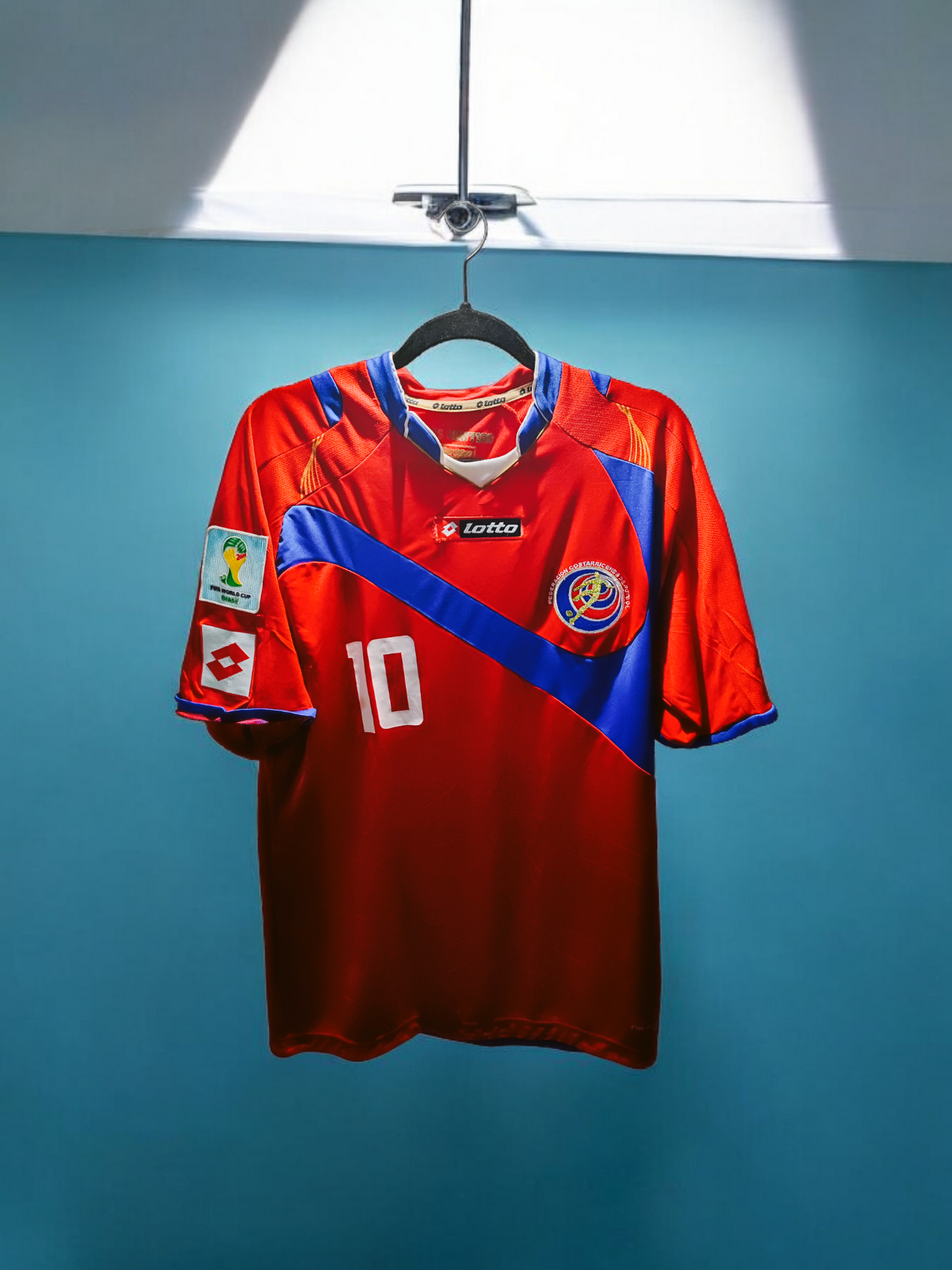 MAILLOT COSTA RICA 2014 ULTRA RARE AVEC PATCH COUPE DU MONDE FLOQUÉ BRYAN RUIZ 10#