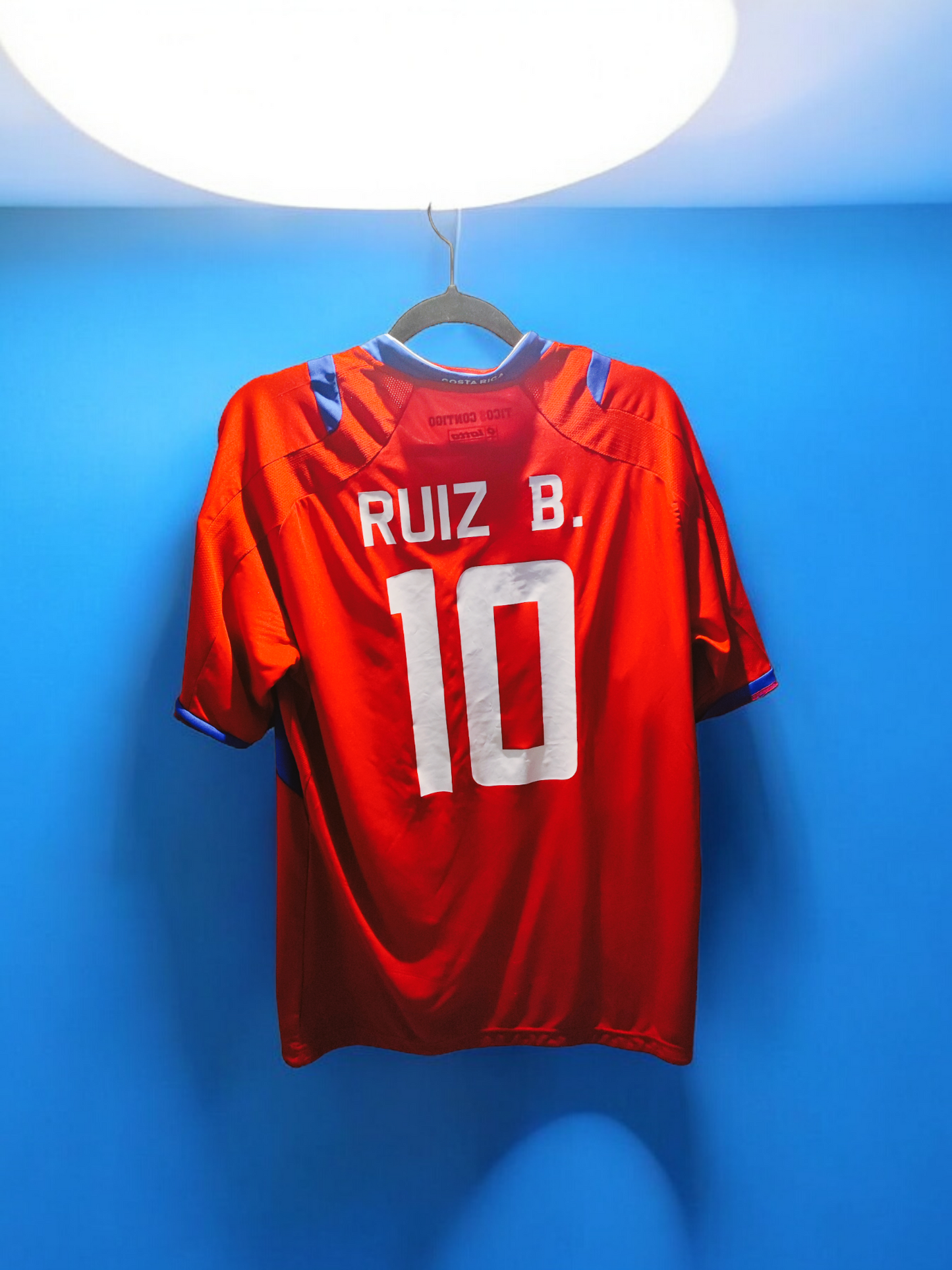 MAILLOT COSTA RICA 2014 ULTRA RARE AVEC PATCH COUPE DU MONDE FLOQUÉ BRYAN RUIZ 10#