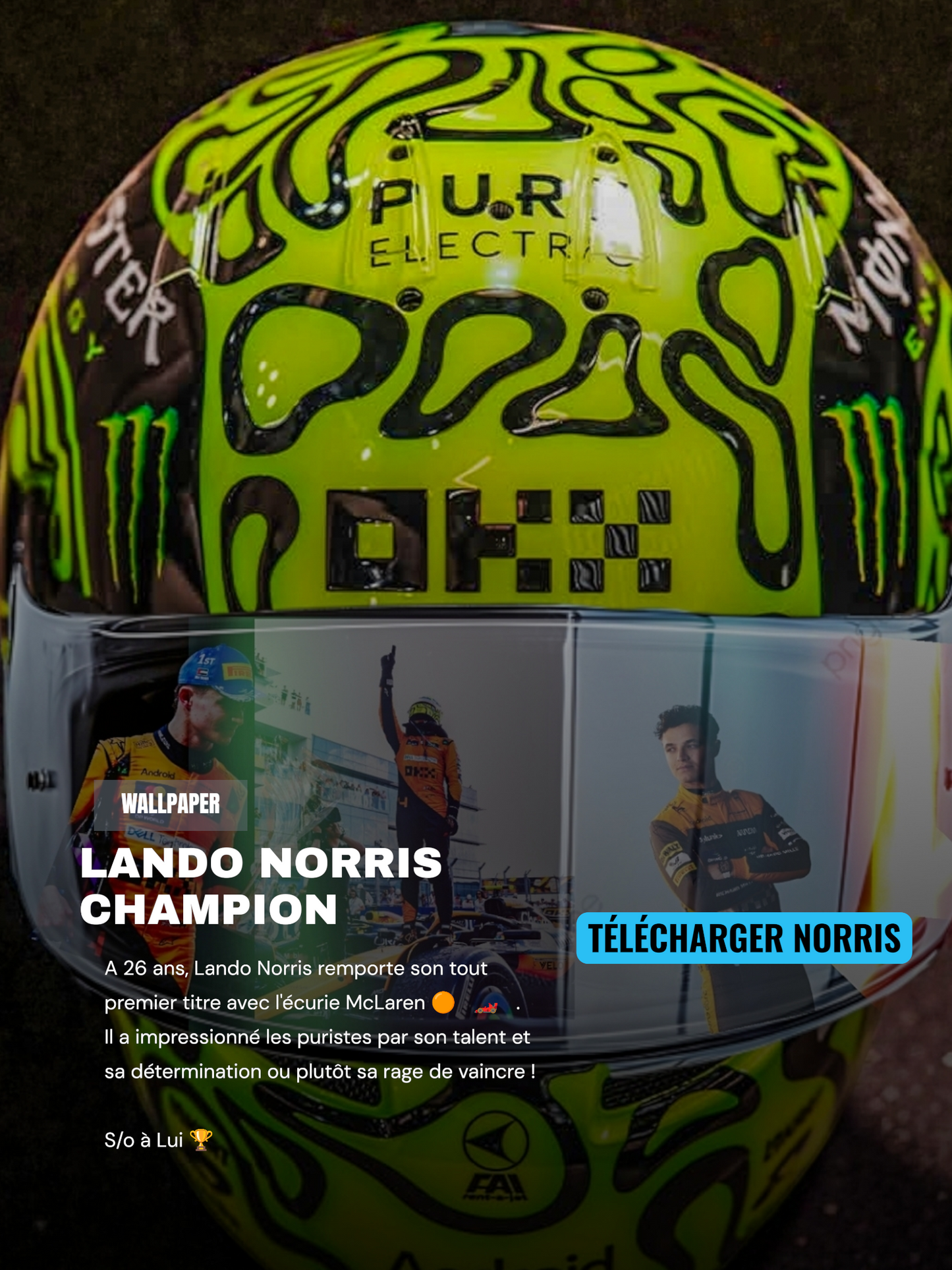 FOND D'ÉCRAN LANDO NORRIS CHAMPION